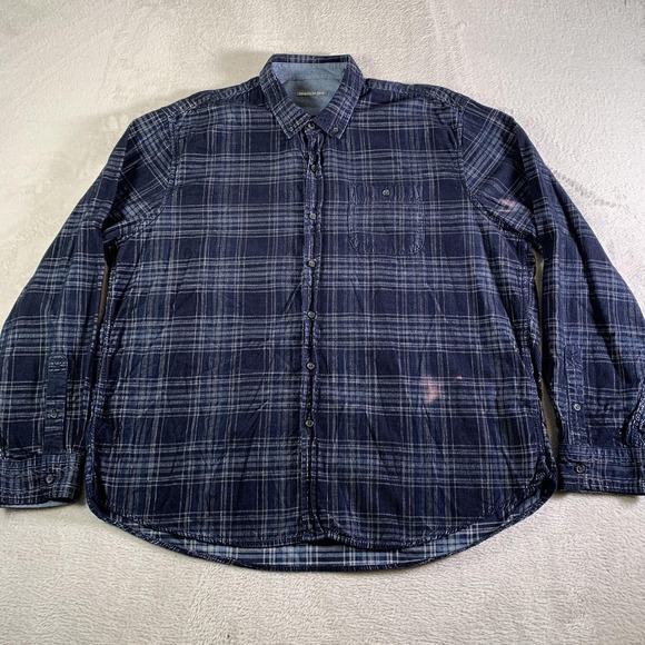 Michael Bastian Other - Michael‎ Bastian Shirt Mens 2XL Blue Plaid Corduroy Button Down Long Sleeve FLAW